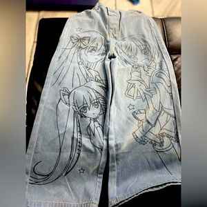 Anime wide leg jeans size 5/6